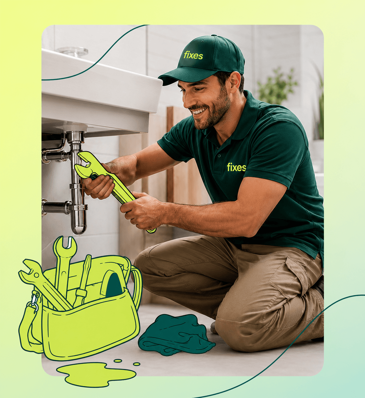 A Fixes plumber completing a repair