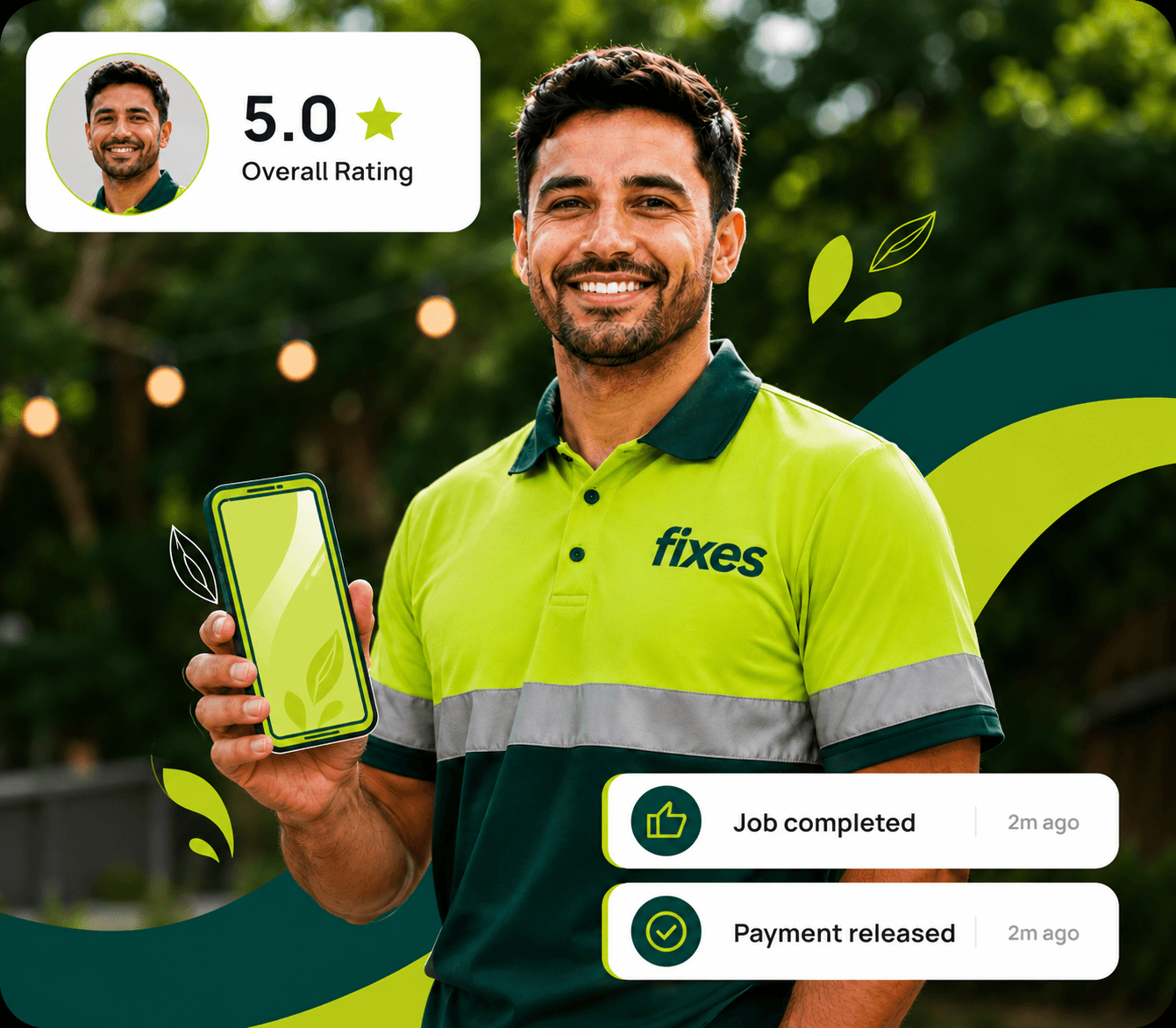 A highly rated Fixes professional with completed-job and released-payment confirmations